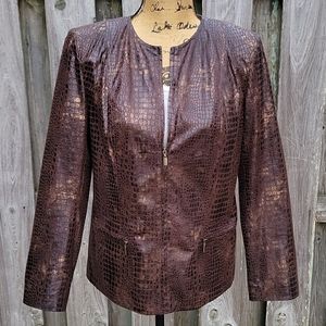 NEW Kim Rogers Textured Faux Leather Jacket